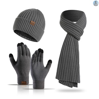 Invierno bufanda sombrero guantes conjunto grueso caliente sombrero de felpa gorra manopla bufanda pantalla táctil guantes térmicos a prueba de viento cuello calentador de manos frío clima