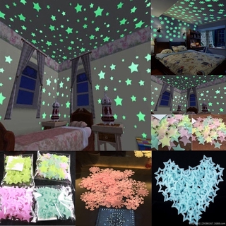 100 Pegatinas De Pared Fluorescentes Que Brillan Luminosas Estrellas Bebé Dormitorio Niños (1)