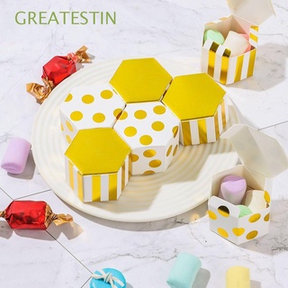 GREATESTIN 10pcs lindo de dibujos animados caja de caramelos fiesta de cumpleaños hexagonal caja de regalo Mini recuerdo regalos decorativos para boda Chocolate embalaje