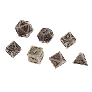 pack de 7 dados poliédricos bronce para dragon scale dungeons&dragons d&d games (7)