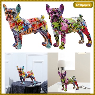 resina bulldog escultura adorno figura colorida estatua dormitorio decoración
