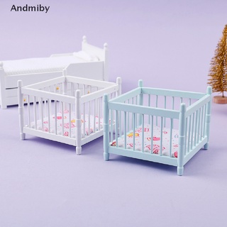 [ady] 1:12 casa de muñecas miniatura cama de bebé cuna de madera vivero muebles modelo ydj