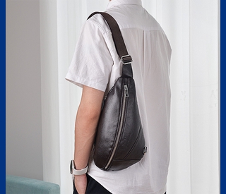100% primera capa de cuero de vacuno bolsa de pecho para los hombres bolsa de mensajero de la moda bolso de hombro de los hombres (8)