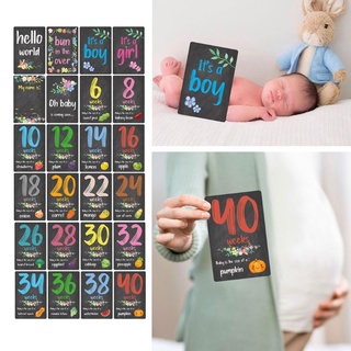LA 24 hojas Milestone Photo Sharing tarjetas florales bebé edad tarjetas recién nacido fotografía Props Memorial Shower regalos (1)
