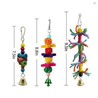 10 pzas juguetes para masticar pájaros juguetes para masticar percas colgantes con hamaca juguetes de campana para loro Lorikeets pájaros (4)