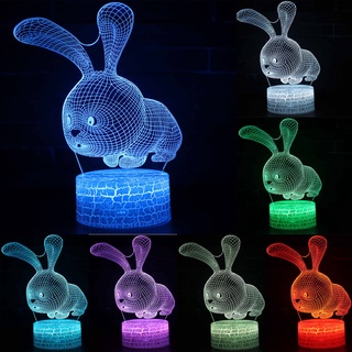 Willbebest + X-X+luz nocturna De conejo 3d Colorida luz nocturna Led Colorida/luz nocturna/regalo