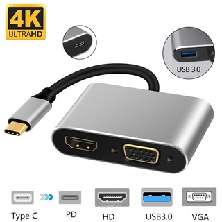 USB C tipo C a 4K VGA compatible con HDMI con adaptador de audio de 3,5 mm Cable adaptador convertidor USB 3.1 USB-C para PC portátil Macbook