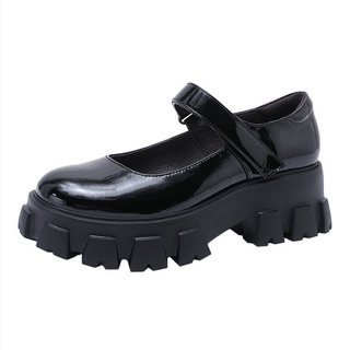 lolita pequeñas botas de cuero zapatos de las mujeres de primavera modelo mary jane zapatos de las mujeres del día de tacón alto uniforme retro suela gruesa única botas planas zapatos (3)