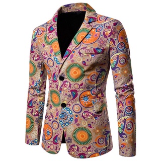 [gcei] moda hombres impresión casual traje solapa slim fit elegante blazer traje abrigo (1)