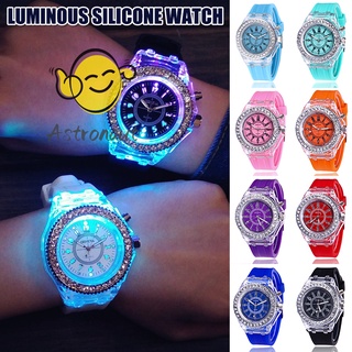 Luminoso Colorido Reloj De Diamantes De Imitación De Silicona Luminosa Estudiante Playa Para Hombres Mujeres