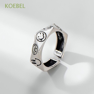 KOEBEL New Open Finger Ring Adjustable Copper Smiling Face Rings Punk Men Women Personalized Geometric Vintage Hip Hop Fashion Jewelry
