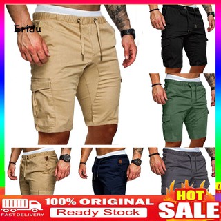 ez_hombres cortos de moda con cordón de carga pantalones deportivos al aire libre playa jogger pantalones de chándal