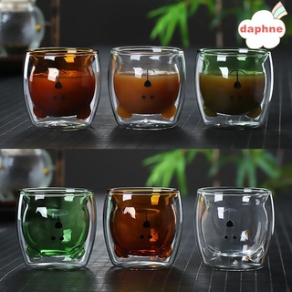 Daphne 300ML taza de vidrio de café Animal transparente de doble capa lindo oso de dibujos animados precioso jugo taza de leche/Multicolor