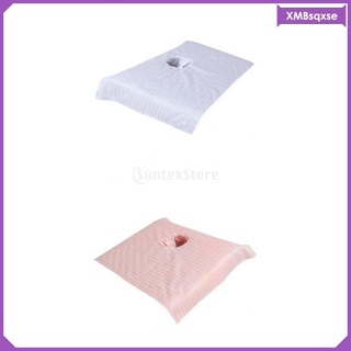 2xPure Cotton Spa Half Massage Table Sheet Beauty Bed Face Hole Towel 50x80cm