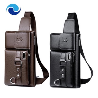 Weixier marca Uni de un solo hombro multifunción de gran capacidad de cintura bolsa de los hombres bolsa de pecho Casual bolsa de mensajero cartera marrón