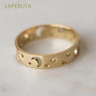 laperuta simple estrella luna anillo joyería moda anillos de boda mujeres compromiso boda creativo hombres regalos anillo hueco