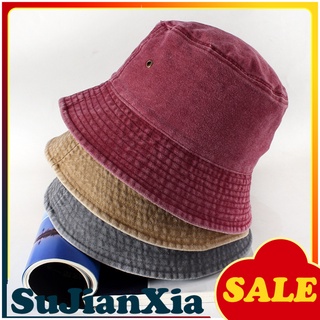 sujianxia sombrero de pescador vintage plegable denim estilo simple cubo sombrero para hombres