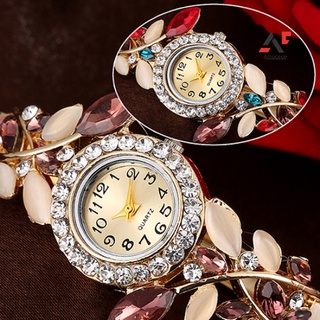 amocece reloj de pulsera de cuarzo con incrustaciones de diamantes de imitación con esfera redonda para mujer