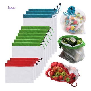 Bs Fruit Net bolsa de malla reutilizable para productos vegetales, frutas, almacenamiento, mercado, bolsas 0928