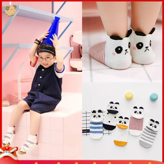 [Ey] calcetines Unisex suaves transpirables con estampado de rayas para niños/diseño Panda 3D