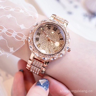 Reloj de cuarzo Simple de estilo coreano para mujer, reloj de acero de alta gama con incrustaciones de diamantes de imitación de lujo de gran esfera para mujer