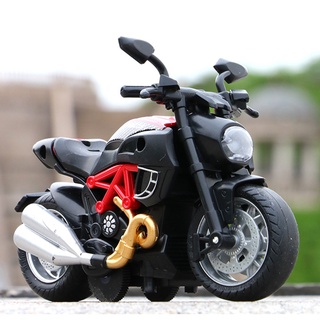 hfz 1/14 escala tire hacia atrás motocicleta modelo de moto con luz música educación juguete