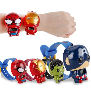 Cartoon 3D The Avengers Iron Man capitán américa Spiderman niños reloj electrónico
