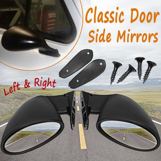 [Mejor]2 x espejo lateral Universal clásico para puerta de coche y juntas Vintage negro mate L+R