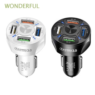 WONDERFUL New 4-Port USB Auto LED Display Car Charger Smart Phone Universal Adapter Practical QC 3.0 Fast Charging