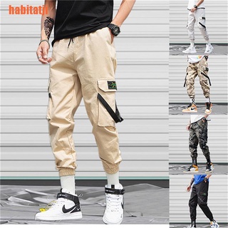 [TJI]pantalones casuales de verano para hombre Streetwear Hip Hop Joggers Multi-bolsillo pantalones