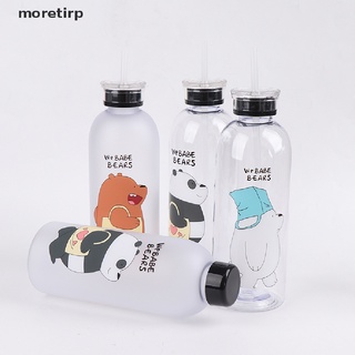 moretirp 1000ml oso patrón botella de plástico transparente de dibujos animados esmerilado botellas de agua co