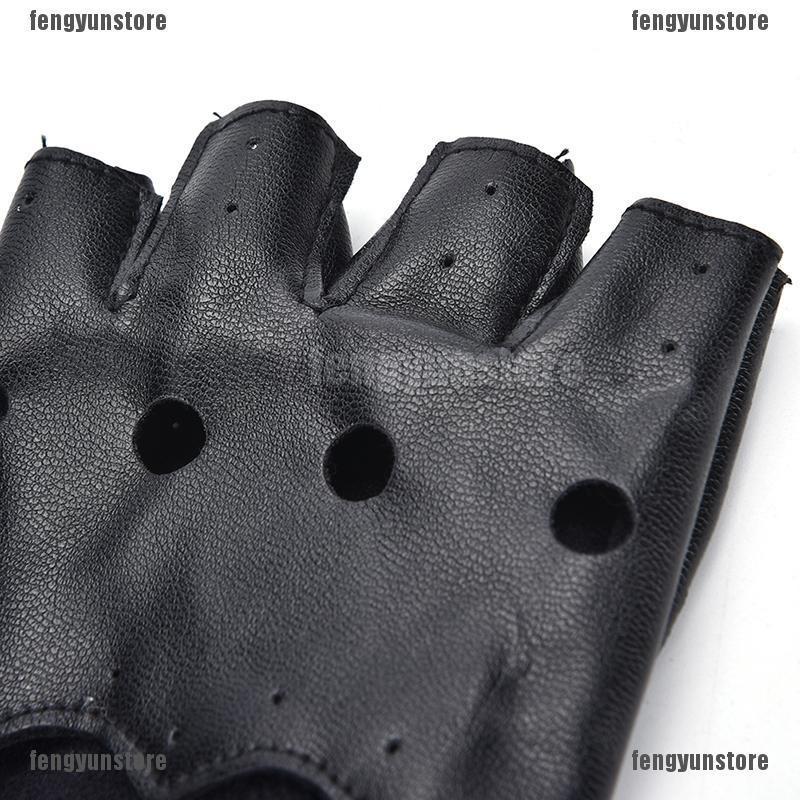 guantes de cuero punk para conducir/mochila sin dedos/guantes para motocicletas (8)