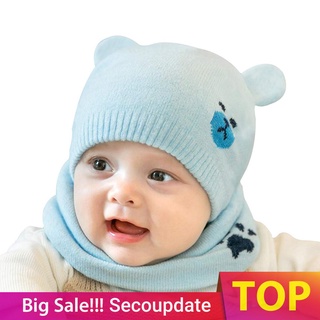 Secoupdate Baby Invierno Caliente Gorras Bufanda Conjunto De Punto Beanie Sombrero 0-36M (2)