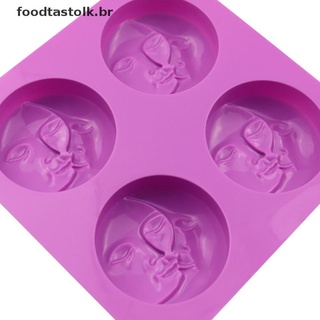 (fdhot) Moldes de silicona brillante de 4 cavidades en forma redonda para hacer jabón DIY casero [foodtastolk]