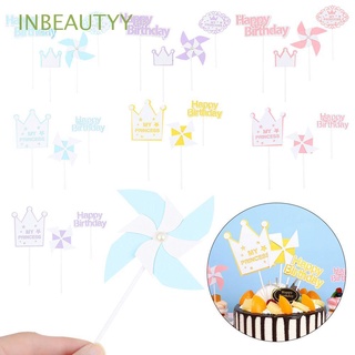 INBEAUTYY Creative Cake Topper Party Supplies Baking Windmill Crown Happy Birthday Sweet Kids Celebration Decoration Cake Insert