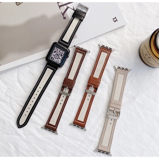 Apple watch correa de cuero + lona Nylon correa de reloj iWatch serie 6 5 4 3 2 1 se pulsera i reloj correa apple watch 6 correa tamaño 38 mm 40 mm 42 mm 44 mm (9)