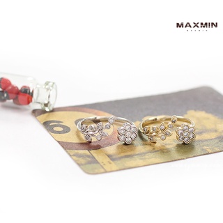 maxmin elegante flor rama diamantes de imitación ajustable abierto anillo de dedo mujeres joyería regalo