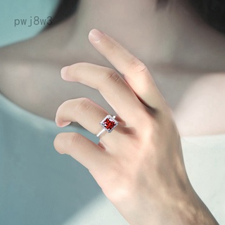 moda princesa cuadrado bolsa micro-set circonita rubí anillo abierto