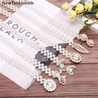 (newfashionhb) mujeres elegante elástico vestido cinturón perlas perlas cadena cinturón cintura moda en venta