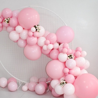 ۩Anillo de hierro forjado blanco decoración de globos soporte festivo boda redondo moda globo de látex forma de cadena marco de fondo (2)