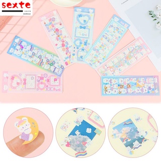 SEXTEOUS Album Rabbit Bear Decor Stickers Kawaii Scrapbooking Decorative Laser Sticker Label Korean Stationery Photo Diary DIY Idol Cards
