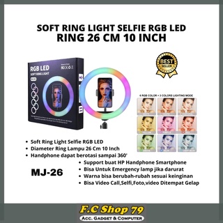 Más nuevo Selfi Selfie anillo de luz 26 cm de gran diámetro 3 luces de Color + RGB Color cambiable + soporte de teléfono móvil Smartphone para Selfie Vloger Tiktok Live Zoom Youtuber
