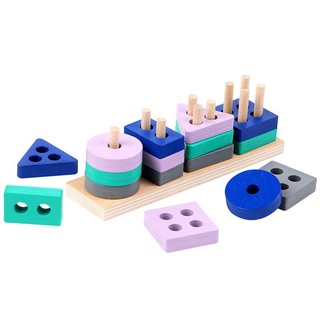 cuatro conjuntos pilares de la ilustración del rompecabezas y la educación temprana bebé geometría tablero de inteligencia coincidencia bloques de construcción juguetes (1)