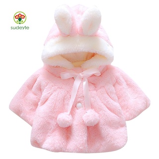 JCFS🔥Productos al contado🔥sudeyte niños bebé niña piel sintética caliente invierno lindo conejo orejas con capucha capa capa abrigo