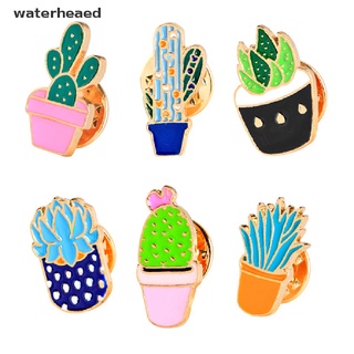 （waterheaed） 6PCS/Set Enamel Brooch Pins Plant Cactus Collar Pin Badge Women Jewelry Gift On Sale