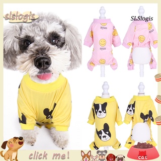 Yyf_Lindo perro cachorro gato de dibujos animados Animal impresión de cuatro patas T-shirt ropa mascota suministro
