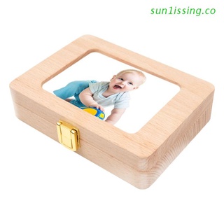 sun1iss marco de fotos de madera fetal pelo caducifolio caja de dientes organizador de bebé recién nacido recuerdo regalo