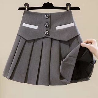 Falda de media longitud Falda corta de una línea Falda plisada de cintura alta Falda femenina antideslumbrante para niña