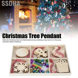 ssdha árbol de navidad colgante de madera estilo único de uso fácil agregar ambiente festivo adornos de madera sin terminar (6)