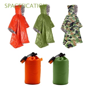 SPACEFICATION High Quality Disposable Poncho Aluminum Film Survival Tool Emergency Raincoat Camping Equipment Cold Insulation Outdoor 3 Colors Rainwear Blankets/Multicolor